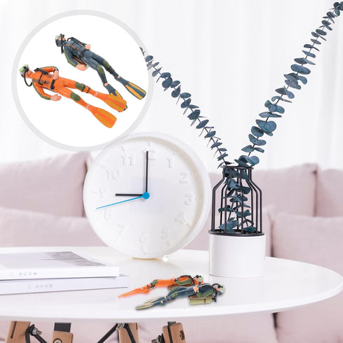 Scuba Steve Toy Diver with Hose - 2PCS Scale Model Sea Animals Action Figures for Fish Tank Play