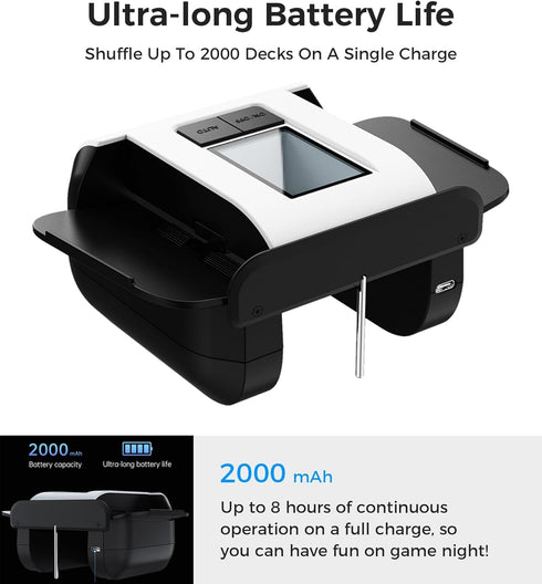 1-2 10, Automatic Card Shuffler for Decks, Electric Playing Card Shuffler with Auto & Manual Modes, Low Noise