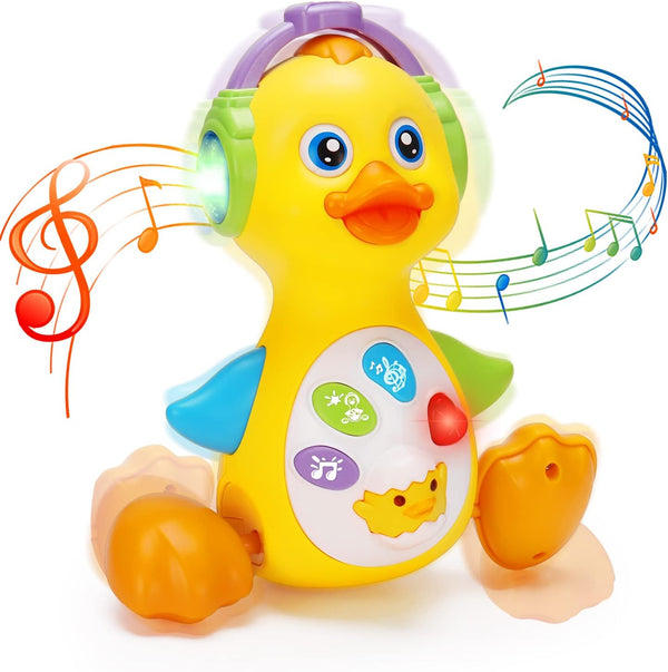 Baby Musical Duck Toy for Tummy Time, Light Up Infant Toys for 0-18 Months, Birthday Gifts for Boys & Girls