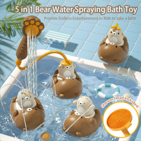 cxjoigxi 3-4 5 1 2 4-8 Bath Toys for Toddler Years, Modes Baby Bath Shower Sprayer for Year Old, Bear Sprinkler Bathtub