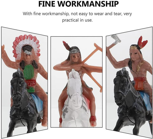 NUOBESTY Indian Model Figures - 8 Pieces Horse Riding Plastic Indians Figurines Playset
