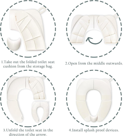 DEEZOMO Kids Foldable Toilet Seat with Storage Bag - Training Urine Anti-Slip Toilet Seat Cover with Splash Guard