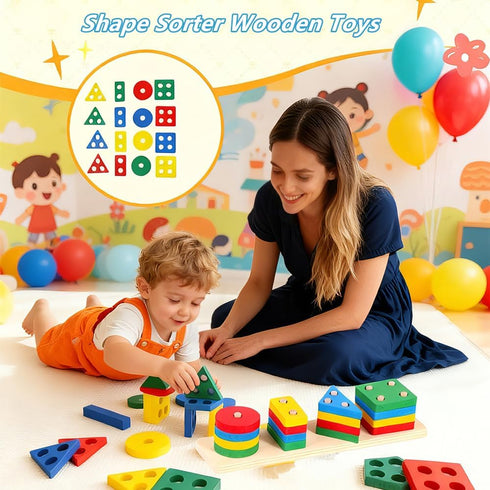 Etyat 6-12-18 1 1-3 Montessori Baby Toys Months, Toys for + Year Old, Infant Teething Toy Stacking Building Blocks