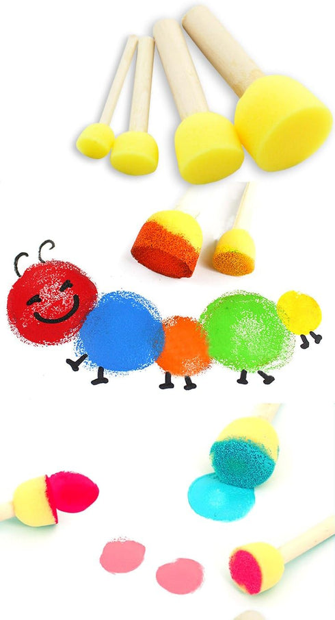 Art & Craft Mini Flower Sponge Brush Set - Fun DIY Painting Drawing Tools for Early Learning