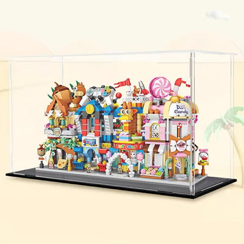 FINGERINSPIRE Clear Plastic Minifigure Display Cases 10.2x6.3x8inch with Black Base for Models, Dolls, and Collections
