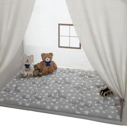 Rectangle Kids Play Mat - Non-Slip Indoor & Outdoor Toddler Tent Mat, Washable Star Print Padded Mat 53" x 36"