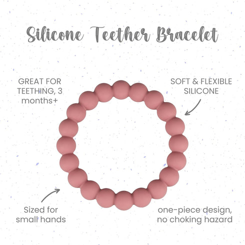 Baby Teether Rings, 100% Silicone Teether Bracelets for 3m+ Babies to Self-Soothe, BPA Free & Phthalate Free - Includes 4 Neutral Baby Rings