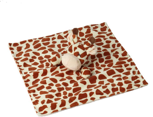 CREVENT Soft Plush Animal Face Security Blankets | Great Gifts for Birthday & Baby Shower (Brown Giraffe)