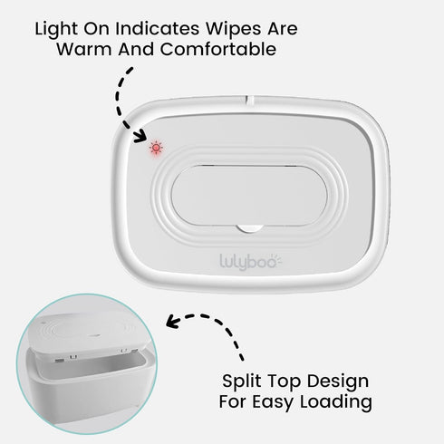 Lulyboo Warm Wipe Dispenser - Baby Wipe Warmer with Adjustable Temperature, Quick-Heating, Soft Silicone Cover
