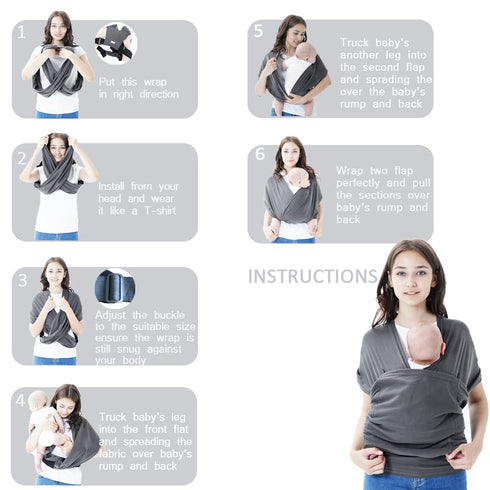 40 lbs Baby wrap Carrier,Softness Organic Cotton,Breathable Adjustable Strap Baby Hold Carrier for Newborn Up