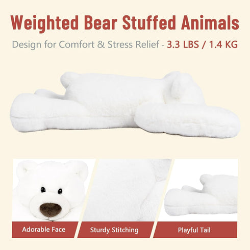Niuniu Daddy 20" Polar Bear Weighted Stuffed Animal, Large White Plush Toy Pillow for Kids Adults
