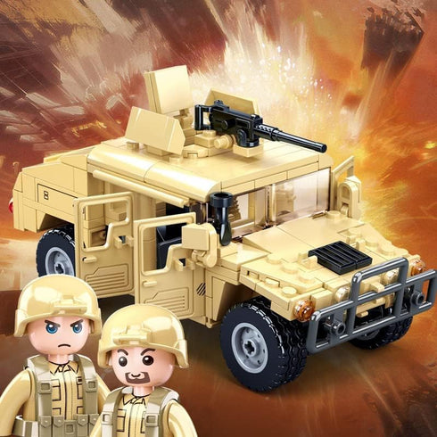 Military Vehicle Building Toy for Ages 6-12+, Army Battle Brick Car Model with 2 Soldier Figures, Toys Gifts for Kids