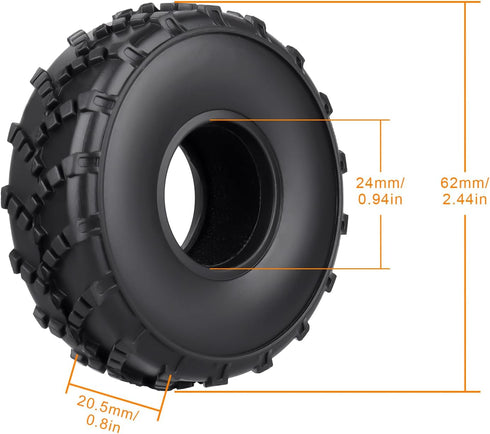 HobbyPark 62x21mm 1.0 Sticky Tires S5 Super Soft All Terrain Tires Mud for TRX4M AX24 SCX24 FCX24 Enduro24 1/18 1/24 RC Crawler Car