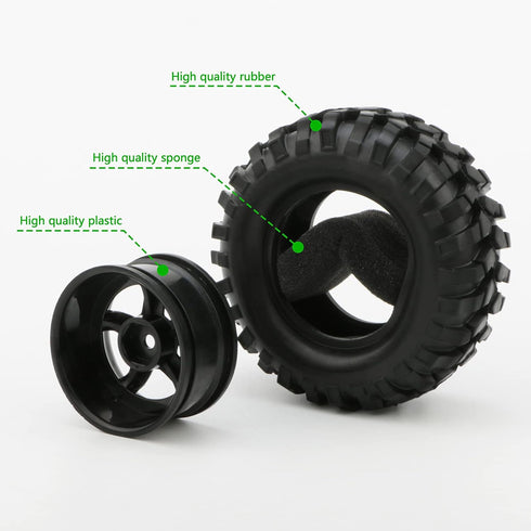 4X 1:10 RC Off-Road Car Wheel Tires, 5 Spokes Wheel Rim, 12 mm Hex RC Parts