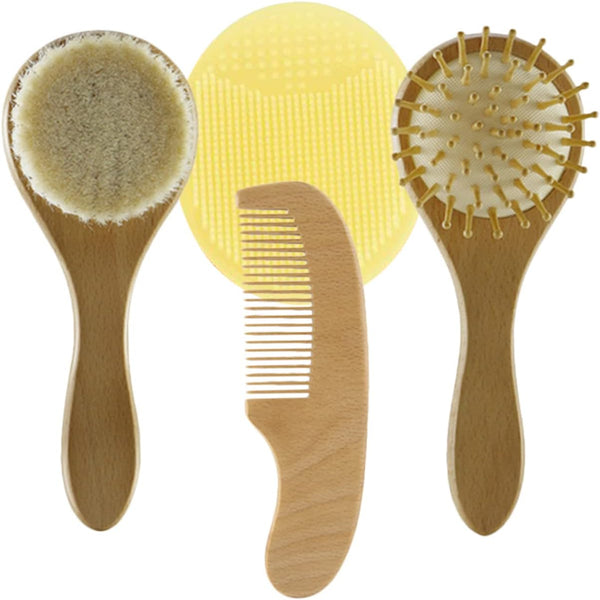 1Set Hair Brush and Comb Silicone Bath Brush for Newborns Gentle Bristle
