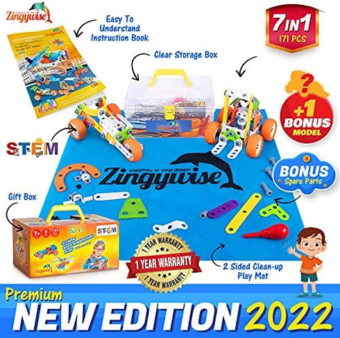 STEM Building Toy for 7-12 Years Old Boys, 171Pcs 7-in-1 Models Construction Set, Educational Toys for Kids 5-7