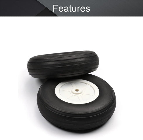 Fielect 4 Inch RC Model Airplane Super Light Sponge Tire Tail Wheel Tire and Wheel Sets, 2 Pcs