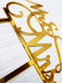 Mr and Mrs Cake Topper, Bride and Groom Sign Wedding/Engagement Cake Decoration, Mirror Gold Acrylic