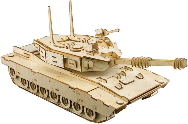3D Wooden Puzzles Laser Engraving DIY Safe Assembly Constructor Kit Toy for Teens and Adults (Tank)