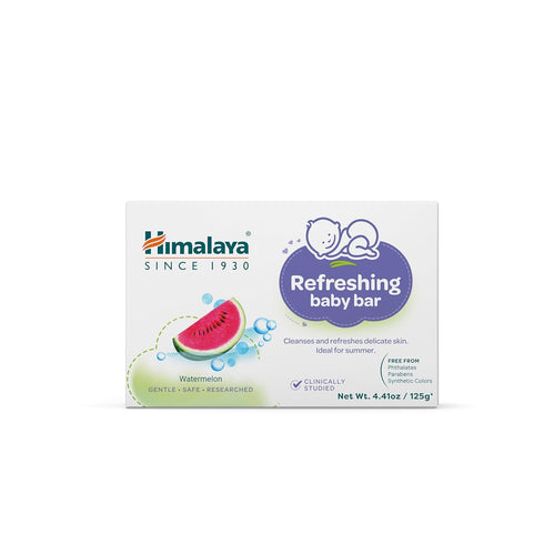 4.41 oz (125g) 3 Pack Himalaya Refreshing Baby Bar, Gentle Herbal Cleanser for Babys Delicate Skin, Soothes