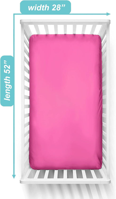 TL Care Supreme 100% Natural Cotton Fitted Crib Sheet, 52" x 28", Fuschia, Soft, Breathable & Hypoallergenic