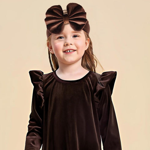 YanJie Hairband - Soft Velvet Baby Headbands with Big Bows in Leopard Color for Baby Girls from Newborn to Toddler