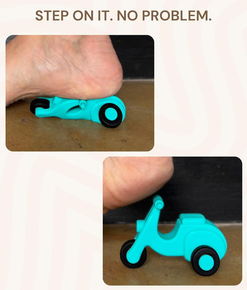 3+ 5 Pack Set Silicone Toy Cars for Kids Ages Soft, Safe Non-Toxic Silicone Cars with Smooth Rolling Wheels, Quiet
