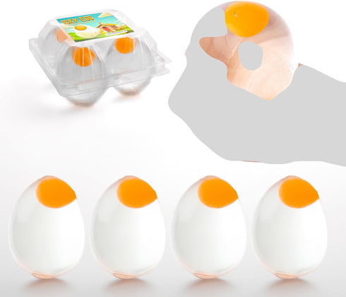 Namre' (4-Pack) Squishy Ball Funky Splat Eggs Namre Clear Egg Yolk Stress Relief Toys Squeeze Fidget Toys for Kids