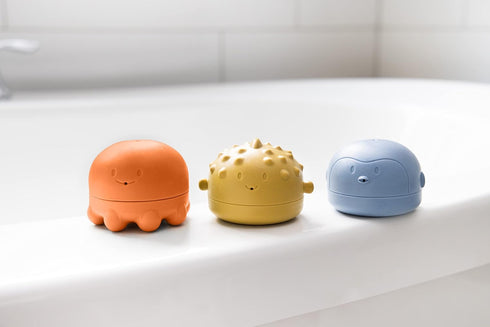 Ubbi Muted Color Bath Squeeze Toys, Baby Bath Accessory Water Toys for Toddler Bath Time Play