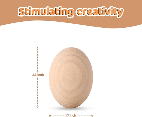 20-Count Wooden Eggs, Unpainted in Carton for Painting, Crafts, and Dyeing, Food Toys for Kitchen Play and Room Decor