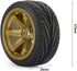 4PCS RC Car Rubber Tires and Plastic Wheels Rims for 1/10 Scale On Road Touring Racing Flat Drift Car (Gold)