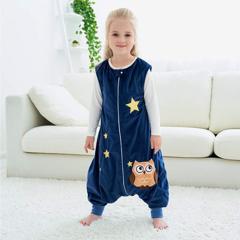 MICHLEY Toddler Sleeping Sack with Feet, Newborn Infant Sleeveless Sleeping Bag, Dark Blue Owl, 1-3T