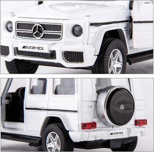 1:36 Scale Benz G63 Car Model for Kids, Alloy Pull Back G Wagon Toy Car for Toddlers Gift (White)
