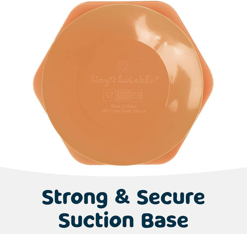 Tiny Twinkle Silicone Suction Bowl with Lid for Baby, 100% BPA Free, Microwave Safe, Cinnamon