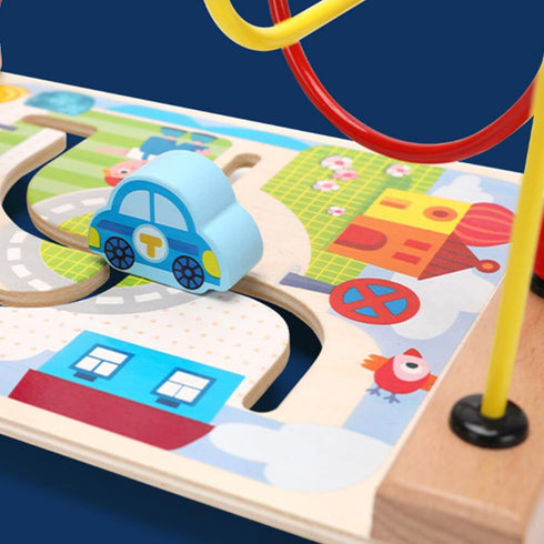 Alasum Toddler Car Toys, Bead Maze Toy, Funny Round Wooden Roller Coaster for Kids