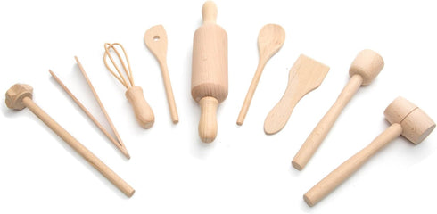 Set, 9-Piece Fox Run Junior Cooking and Baking Tools Wood