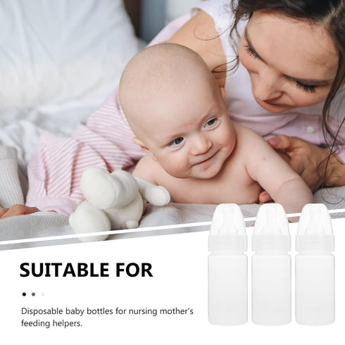 EXCEART 5Pcs Newborn Disposable Milk Bottles, Clear Scale Milk Powder Bottles for Babies (White)
