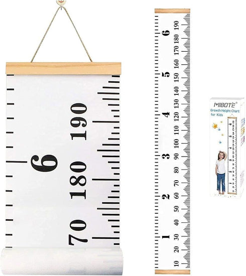 79" 7.9" Mibote Baby Growth Height Chart Handing Ruler Wall Decor for Kids, Canvas Removable Height Growth Chart x