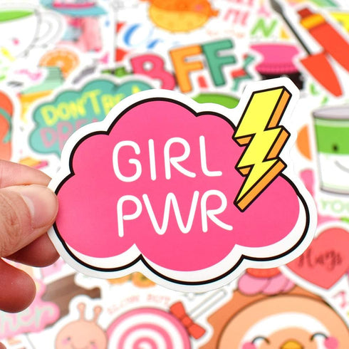QTL Cute Stickers for Girls, VSCO Stickers for Hydroflask, Laptop, Kids Teens Girls, Waterproof Vinyl Packs 50Pcs
