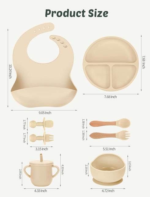 24 Set, PCS Silicone Baby Feeding Baby Led Weaning Supplies Includes Suction Bowls and Divided Plates, Adjustable