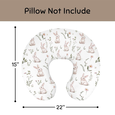 Wicbfdfv Cute Bunny Daisy Floral Nursing Pillow Cover Ultra-Soft Comfortable for Baby Girls Boys Rabbits Wildflowers