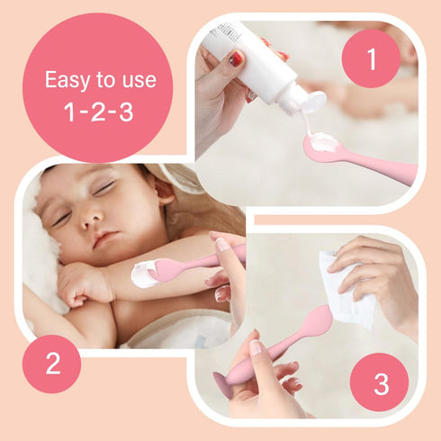Psdndeww Gentle Application Baby Diaper Cream Spatula Silicone Handheld Scraping Spoon with Suction Base for Easy