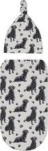 Sets Cute Black Labrador Retrievers Newborn Swaddle Blankets Hat Soft Baby Receiving Blanket Swaddle Sack for Baby