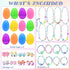 LUKBERA 24Pcs Set Easter Eggs with Jewelry Toys, Different Designs of Bracelets Necklaces Earrings,Suprise Easter Eggs