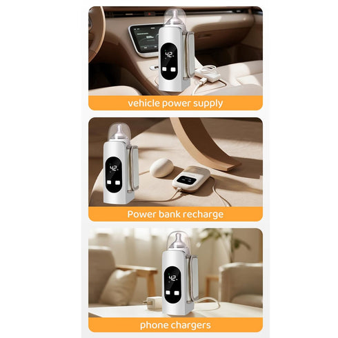 LAISANIM Compact Baby Bottle Warmer Multi Functional Fast Heating Portable Design for Parents on The Go Plastic