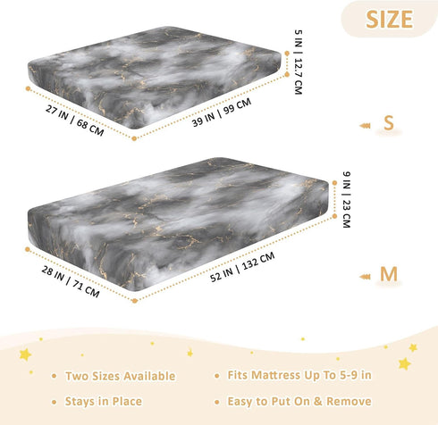 Bseiialft 52 28 Gray Gold Marble Crib Sheets for Boys Girls Soft and Breathable Cotton Baby Sheets for Standard Crib
