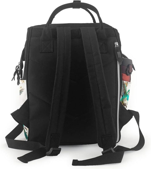 FHEDVBN Backpack Mummy Backpacks Daypack Teal Birds Musical Note Diaper Bag for Women Multifunction Waterproof for Mom