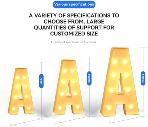 HFDJRWK Decoration(B,70cm) Diy Foam Board Lights Up Letters Large Lighting Letter for Baby Bath Anniversary Party