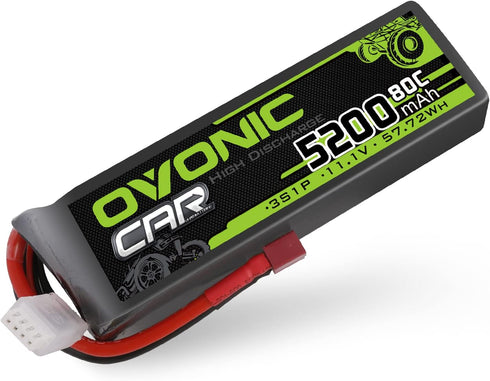 OVONIC 3S Lipo Battery 5200mAh 11.1V 80C with Deans T Connector for RC Car, Boat, Truck, Helicopter Models