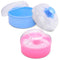 2Pcs Talcum Powder Brush with Holder, Dusting Powder with Puff for Women, Pink and Blue Colors, Easy to Clean